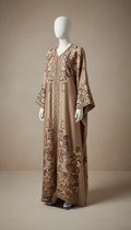 Desert mist embroidered silk abaya