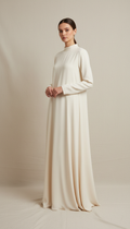 Classic Crepe Abaya in Soft Ecru