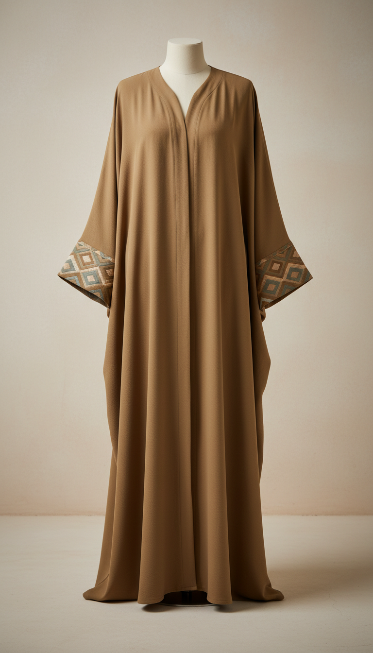 Olive stone crepe minimalist abaya