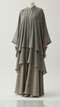 Sage Leaf Layered Abaya with Draped Silhouette