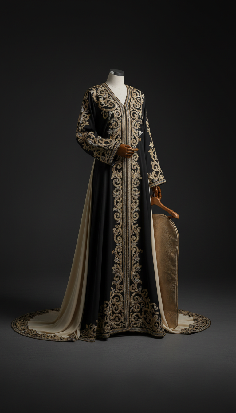 Antique Gold Embroidered Abaya