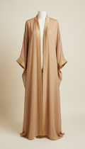 Silk Chiffon Abaya with Honey Gold Trim