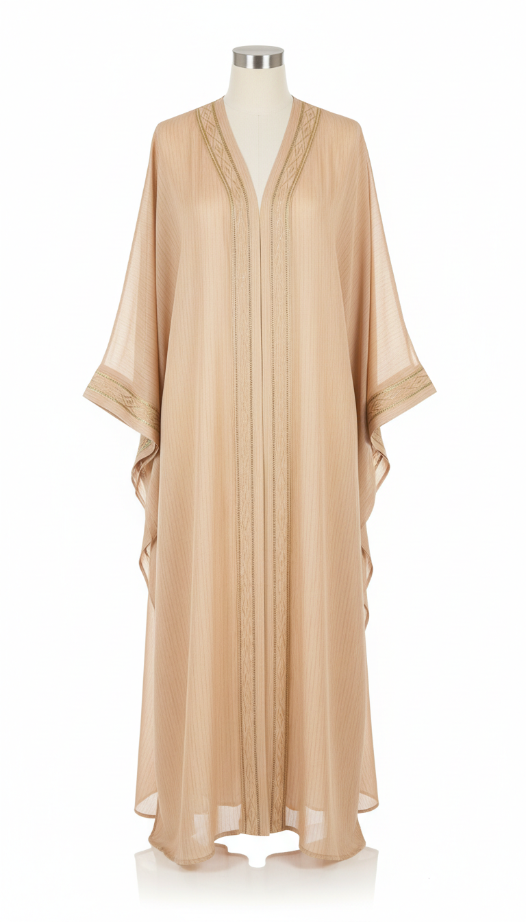Warm Sand chiffon panel abaya